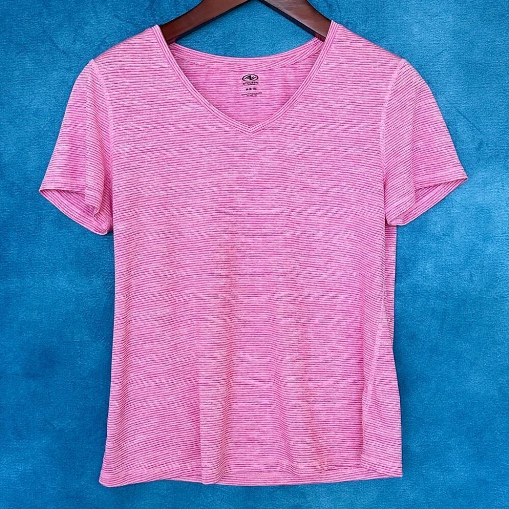 Athletic Works Pink V-Neck Top, Size M (8-10)